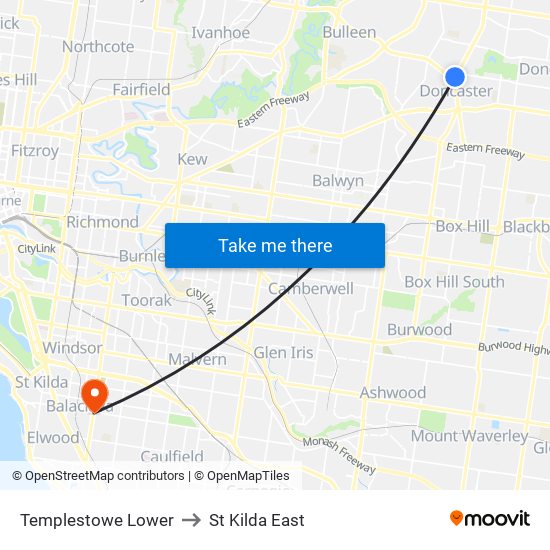 Templestowe Lower to St Kilda East map