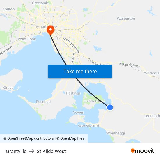 Grantville to St Kilda West map