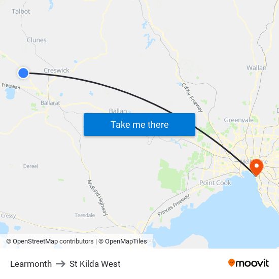 Learmonth to St Kilda West map