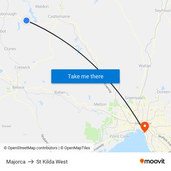 Majorca to St Kilda West map