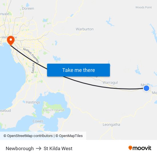 Newborough to St Kilda West map