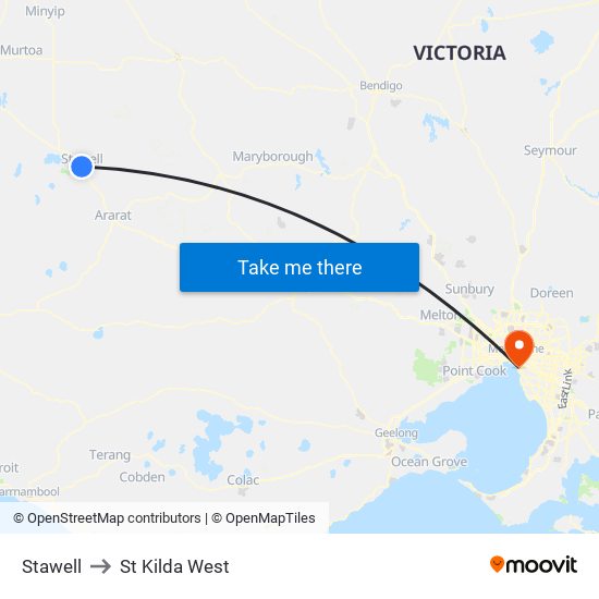 Stawell to St Kilda West map