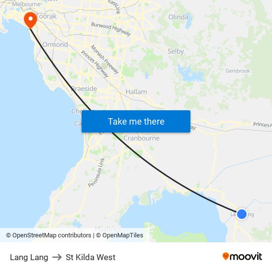 Lang Lang to St Kilda West map