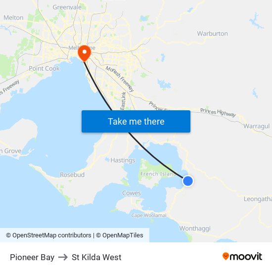 Pioneer Bay to St Kilda West map
