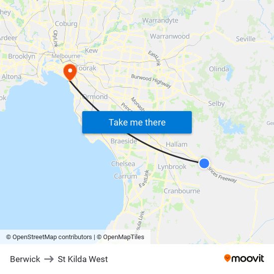 Berwick to St Kilda West map