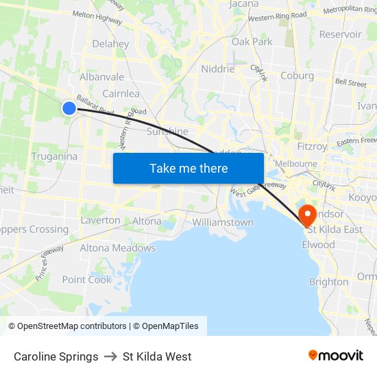 Caroline Springs to St Kilda West map