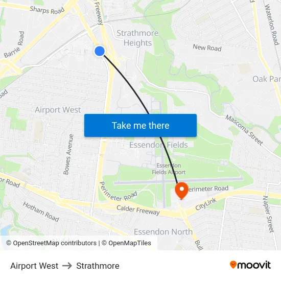 Airport West to Strathmore map