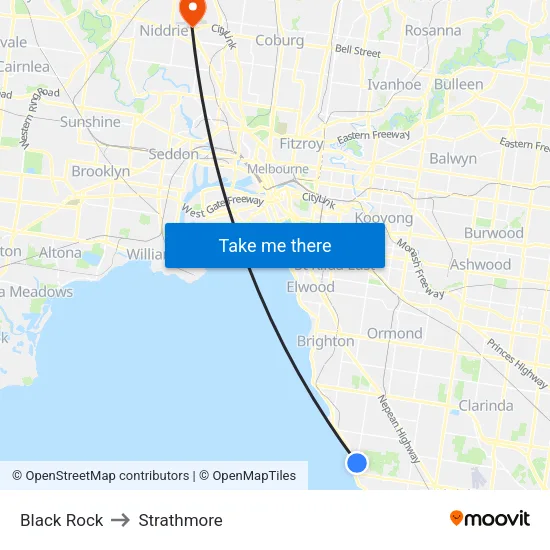 Black Rock to Strathmore map