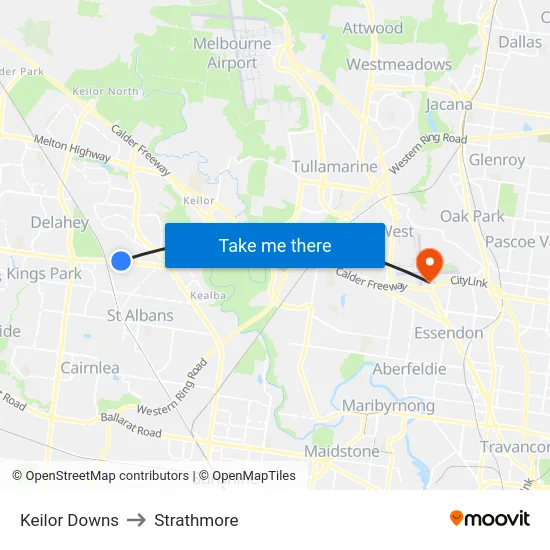 Keilor Downs to Strathmore map
