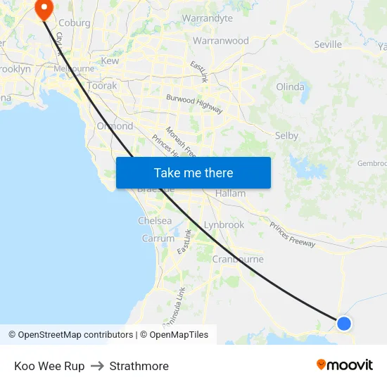 Koo Wee Rup to Strathmore map