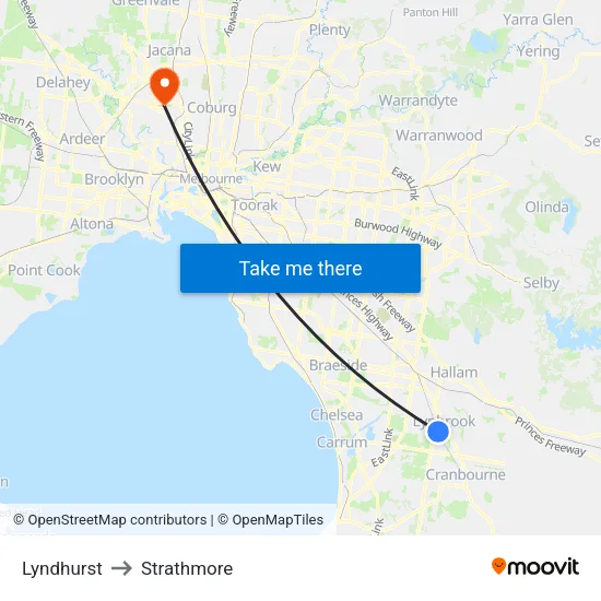 Lyndhurst to Strathmore map