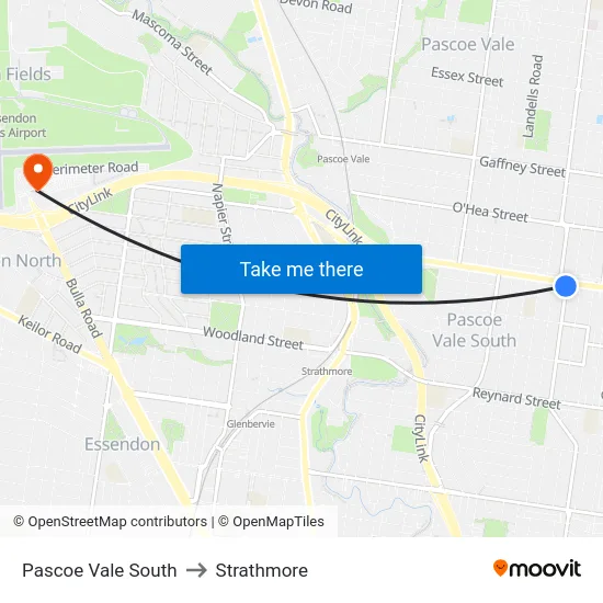 Pascoe Vale South to Strathmore map