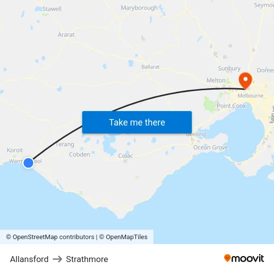 Allansford to Strathmore map