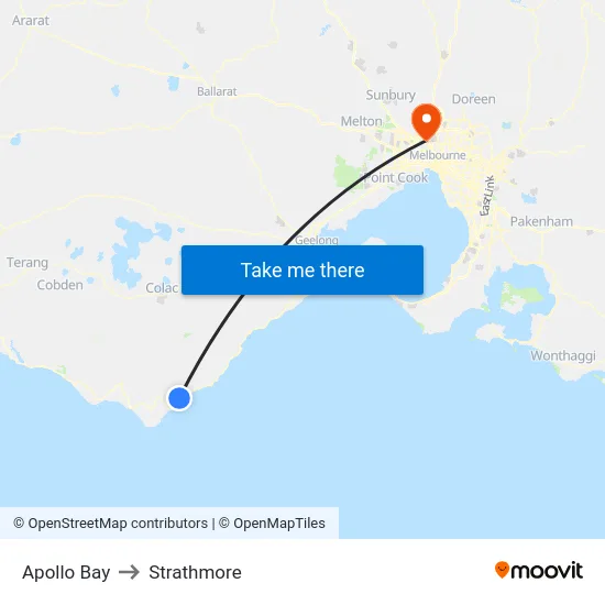 Apollo Bay to Strathmore map