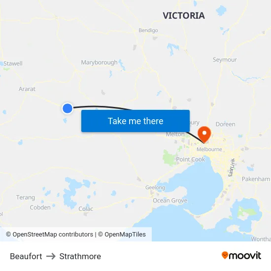 Beaufort to Strathmore map