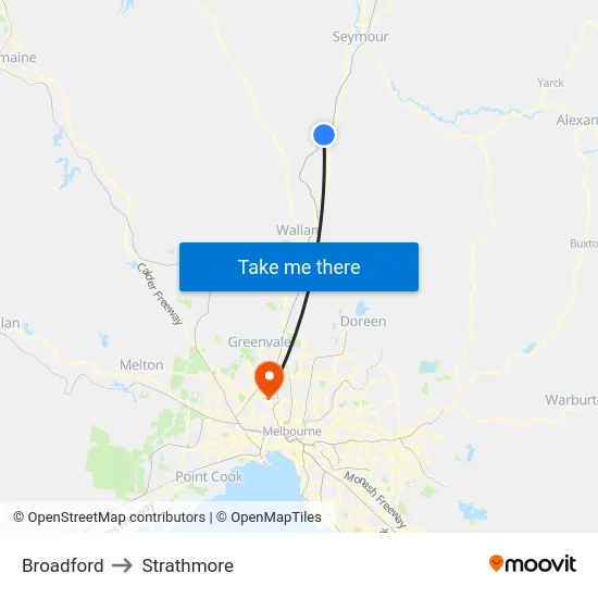 Broadford to Strathmore map