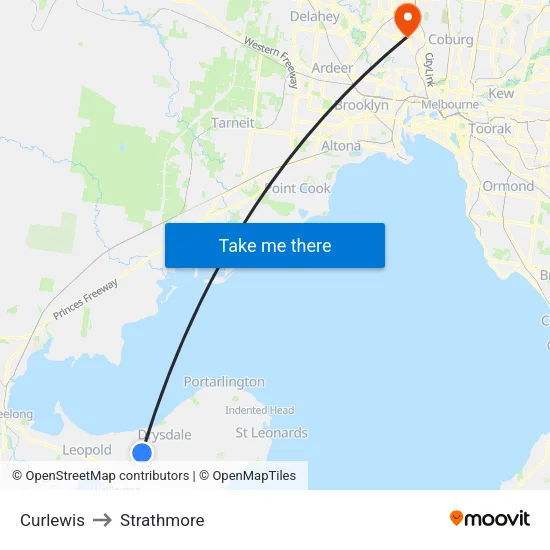 Curlewis to Strathmore map