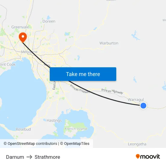Darnum to Strathmore map