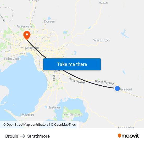 Drouin to Strathmore map