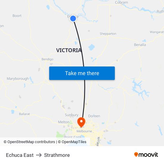 Echuca East to Strathmore map