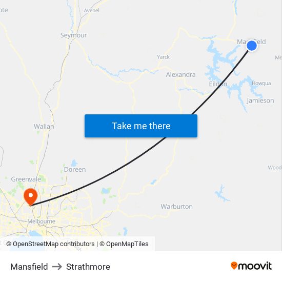 Mansfield to Strathmore map