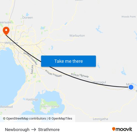 Newborough to Strathmore map