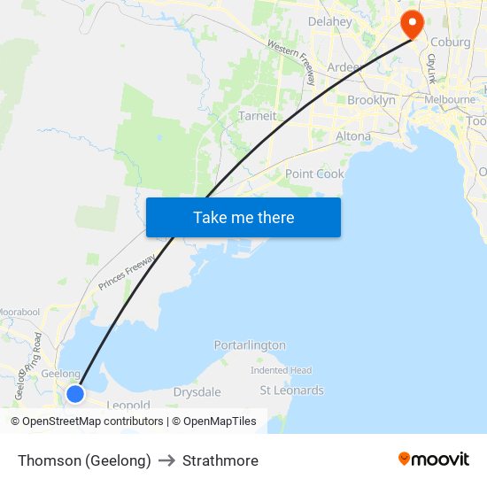 Thomson (Geelong) to Strathmore map