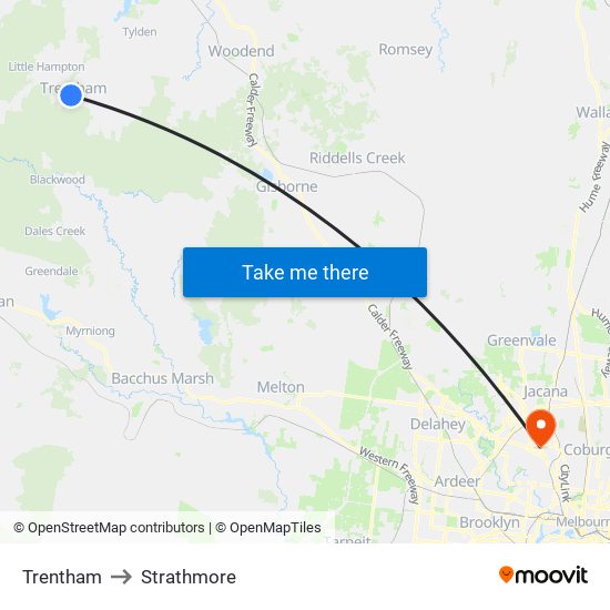 Trentham to Strathmore map