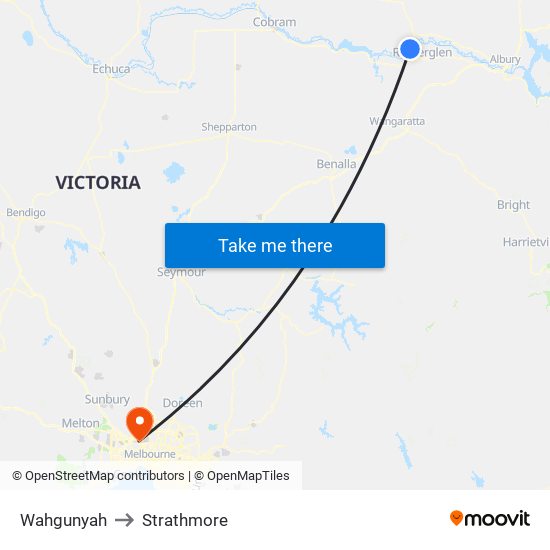 Wahgunyah to Strathmore map