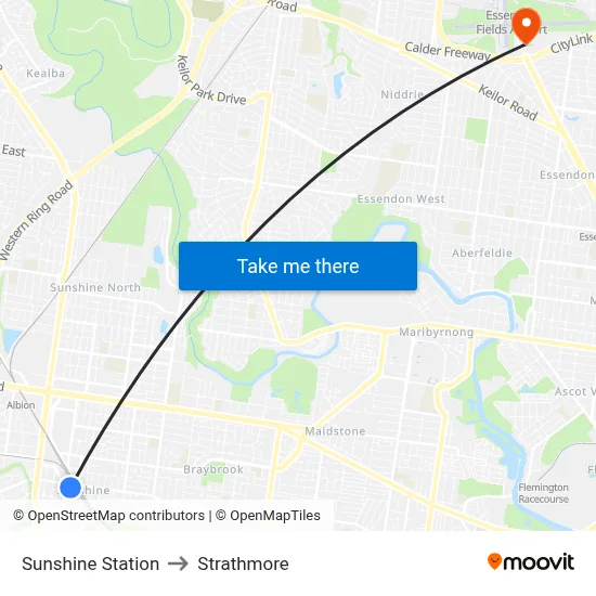 Sunshine Station to Strathmore map