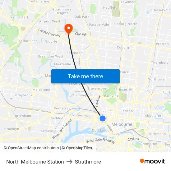 North Melbourne Station to Strathmore map