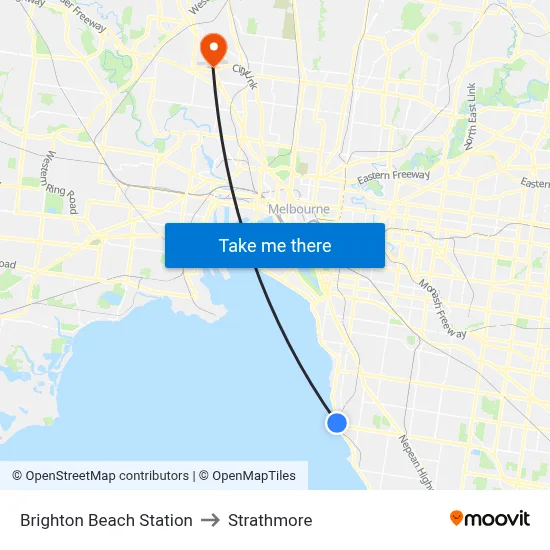 Brighton Beach Station to Strathmore map