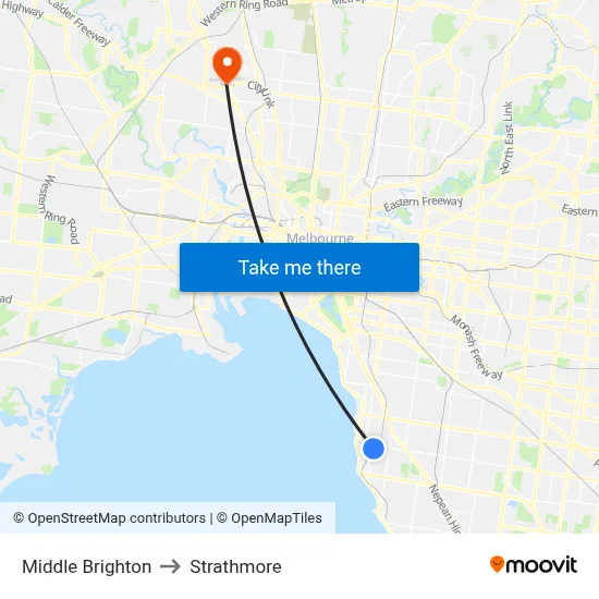 Middle Brighton to Strathmore map