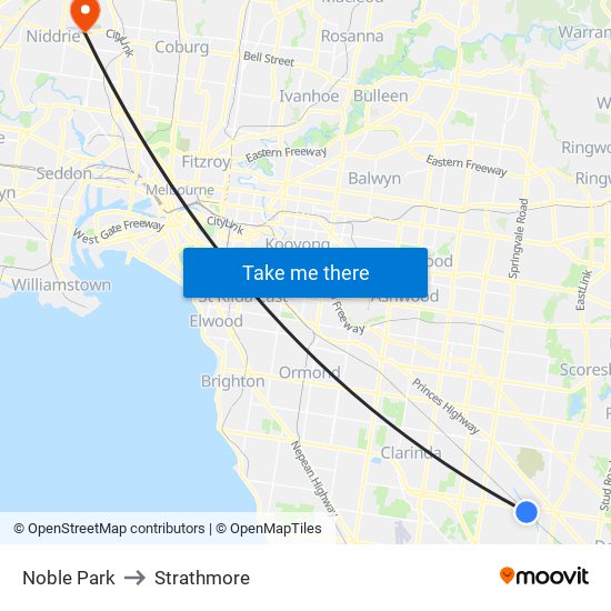 Noble Park to Strathmore map