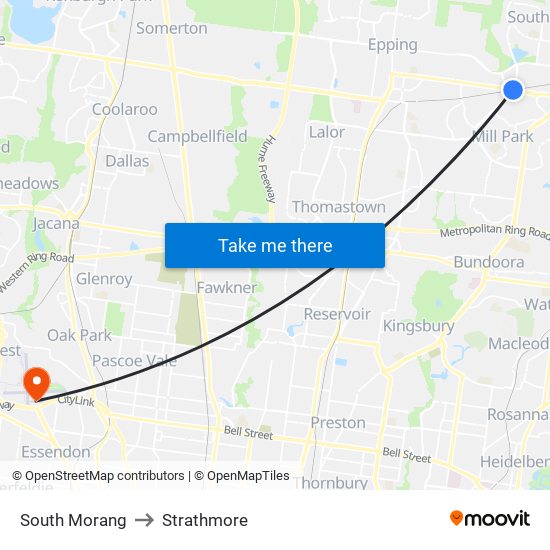 South Morang to Strathmore map