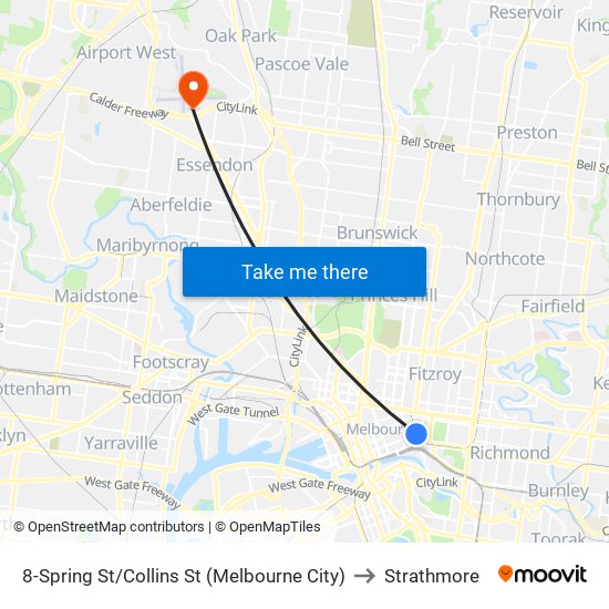 8-Spring St/Collins St (Melbourne City) to Strathmore map