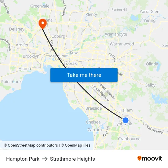 Hampton Park to Strathmore Heights map