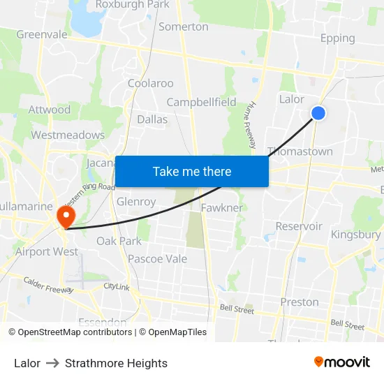 Lalor to Strathmore Heights map