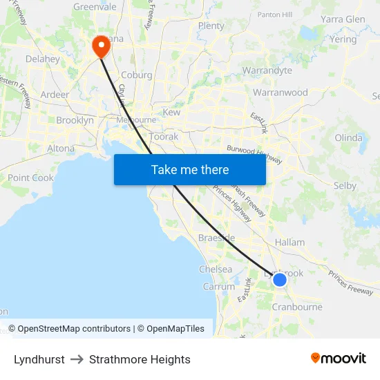 Lyndhurst to Strathmore Heights map