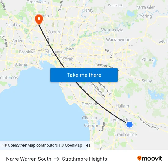 Narre Warren South to Strathmore Heights map