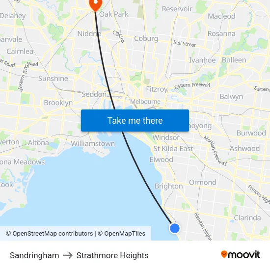 Sandringham to Strathmore Heights map