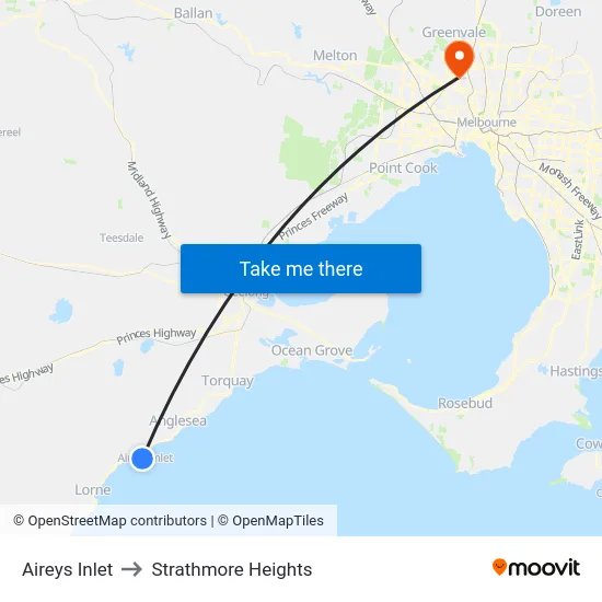 Aireys Inlet to Strathmore Heights map