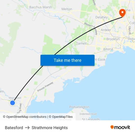 Batesford to Strathmore Heights map