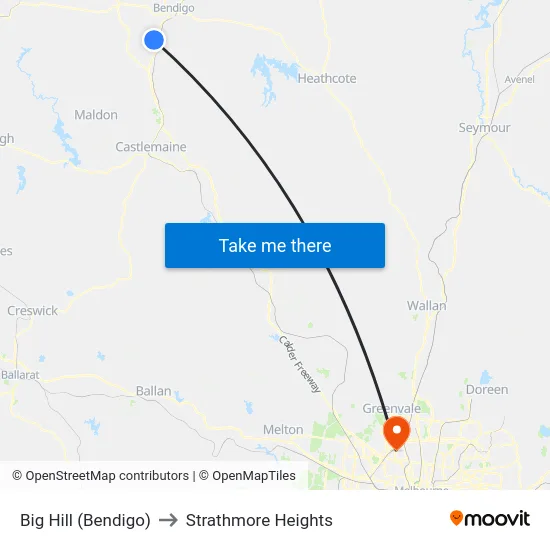Big Hill (Bendigo) to Strathmore Heights map