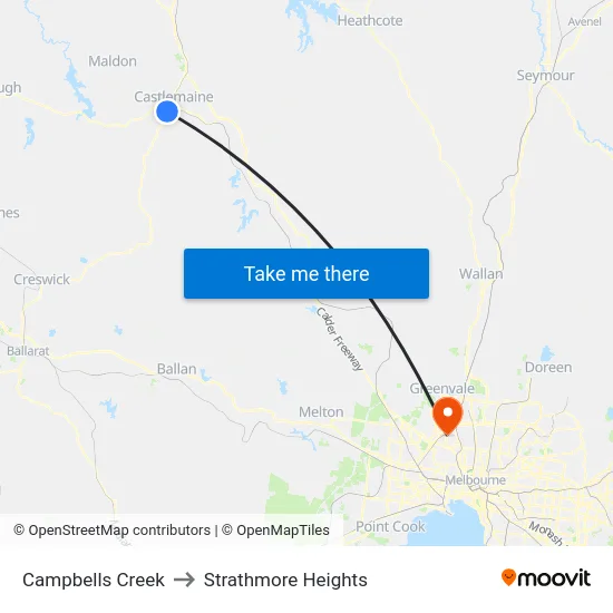 Campbells Creek to Strathmore Heights map
