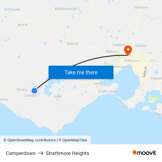 Camperdown to Strathmore Heights map