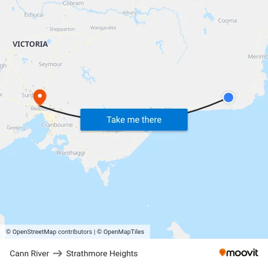 Cann River to Strathmore Heights map
