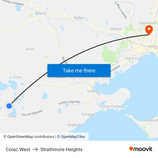 Colac West to Strathmore Heights map