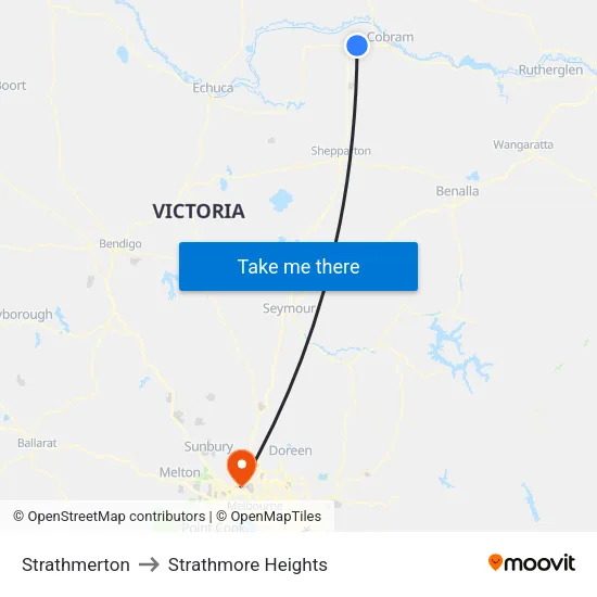 Strathmerton to Strathmore Heights map
