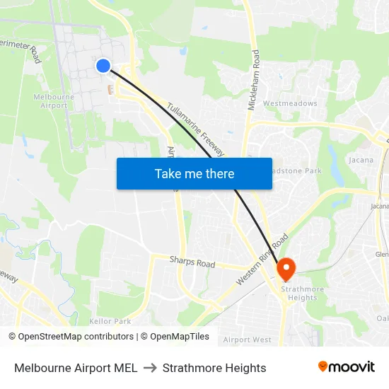 Melbourne Airport MEL to Strathmore Heights map